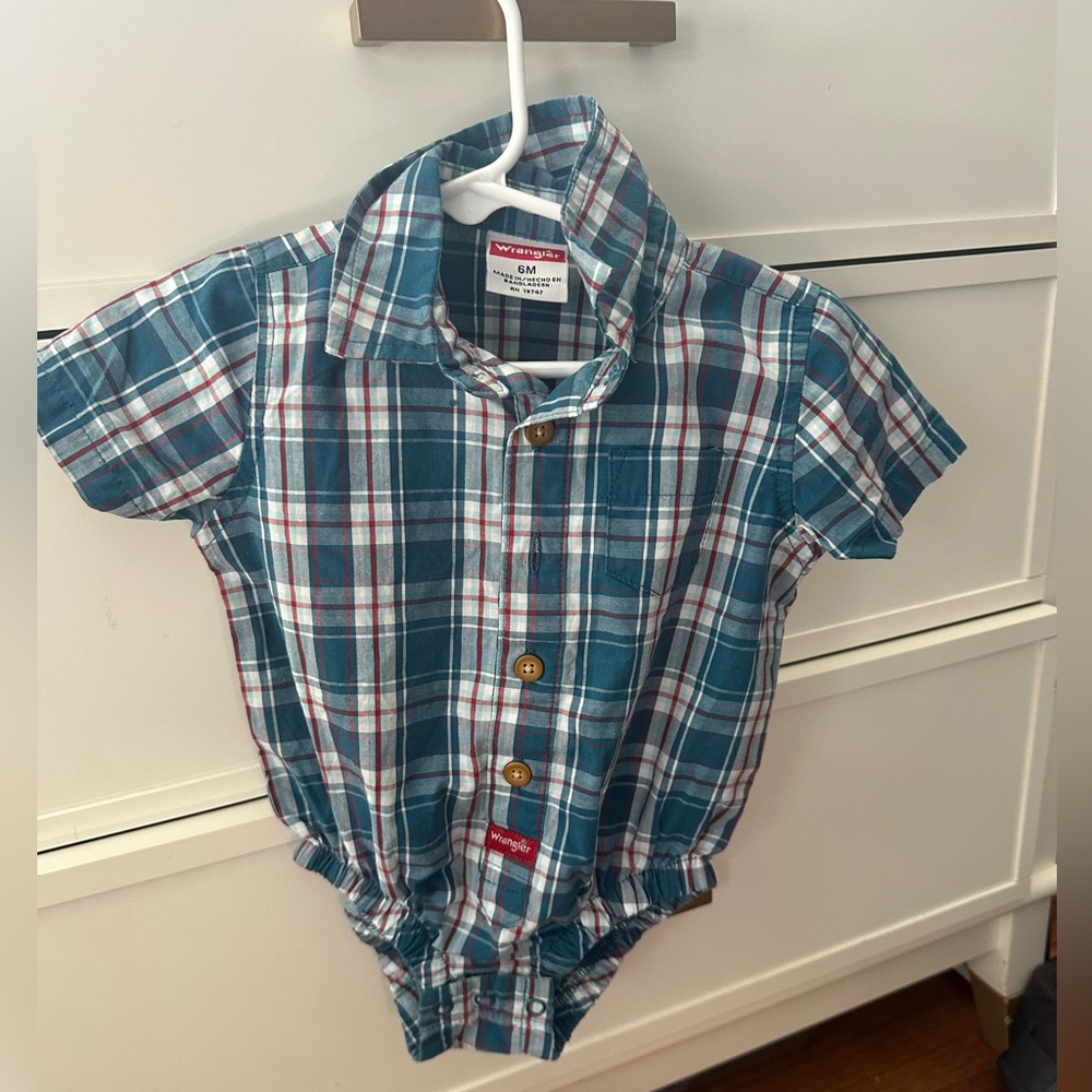Wrangler Blue Plaid Kids Bodysuit